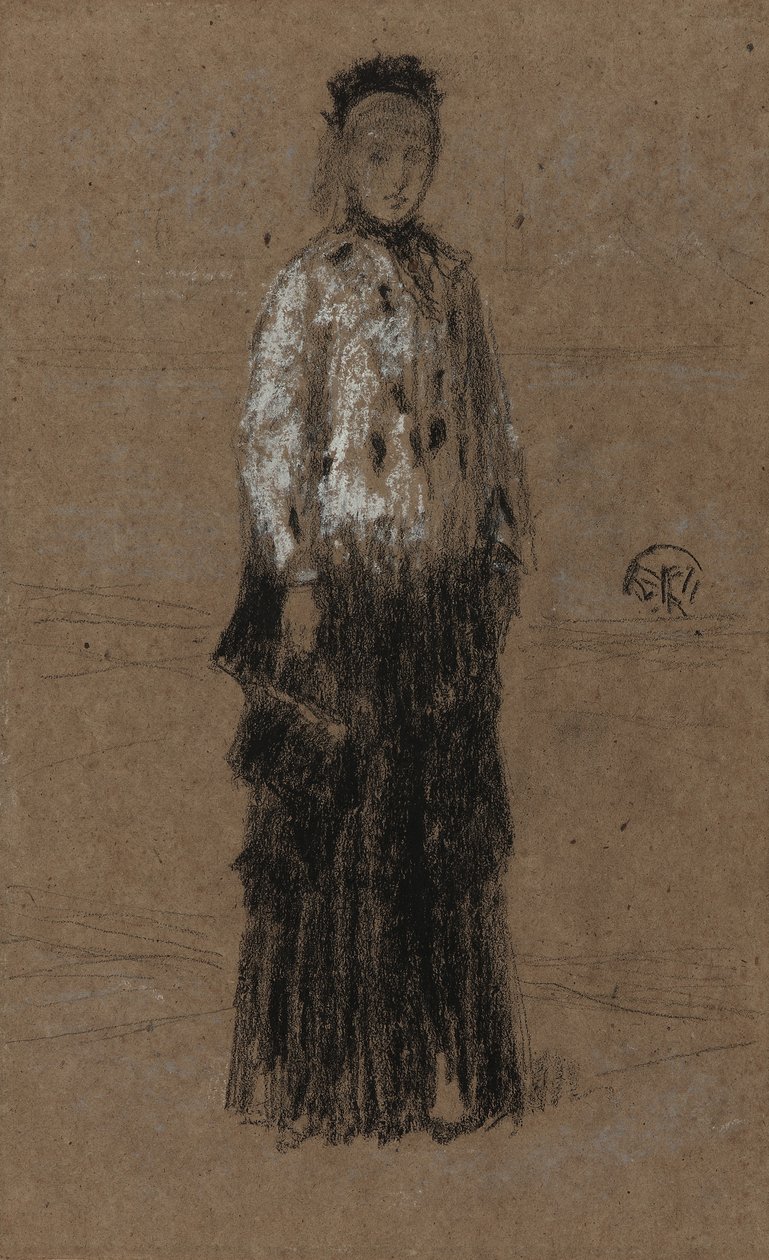 Hermelínový kabát, 1870-73 (křída a pastel na hnědém papíře) od James Abbott McNeill Whistler