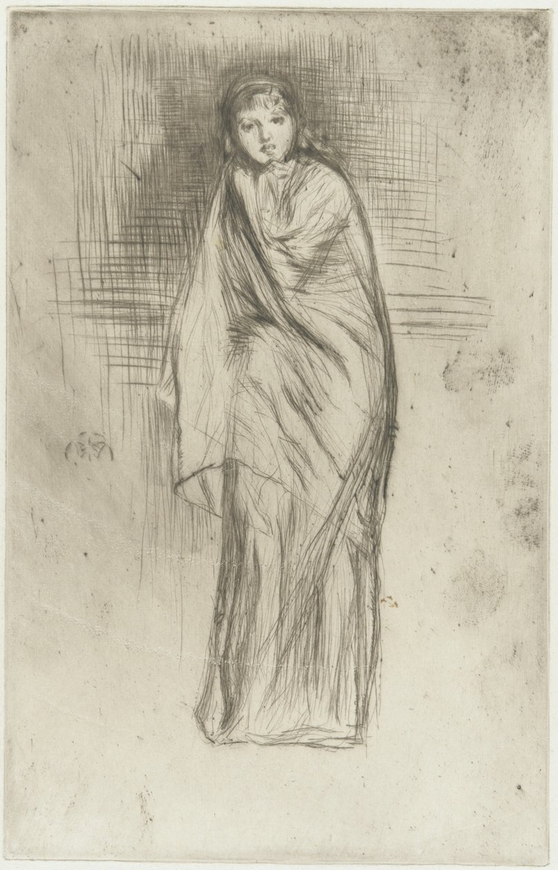 Odpočívající model, 1870 (suchá jehla na papíře) (viz také 324669) od James Abbott McNeill Whistler