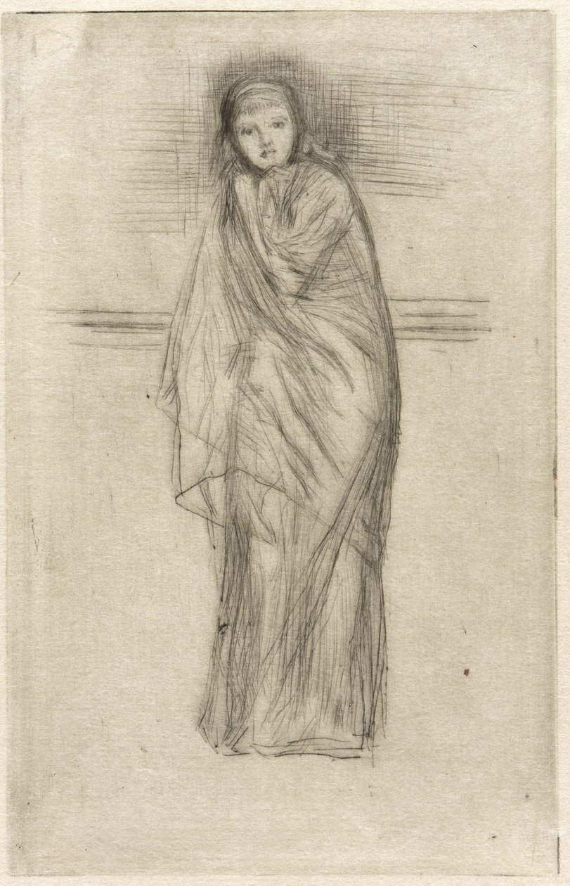 Odpočívající model, 1870 (suchá jehla na papíře) (viz také 324670) od James Abbott McNeill Whistler