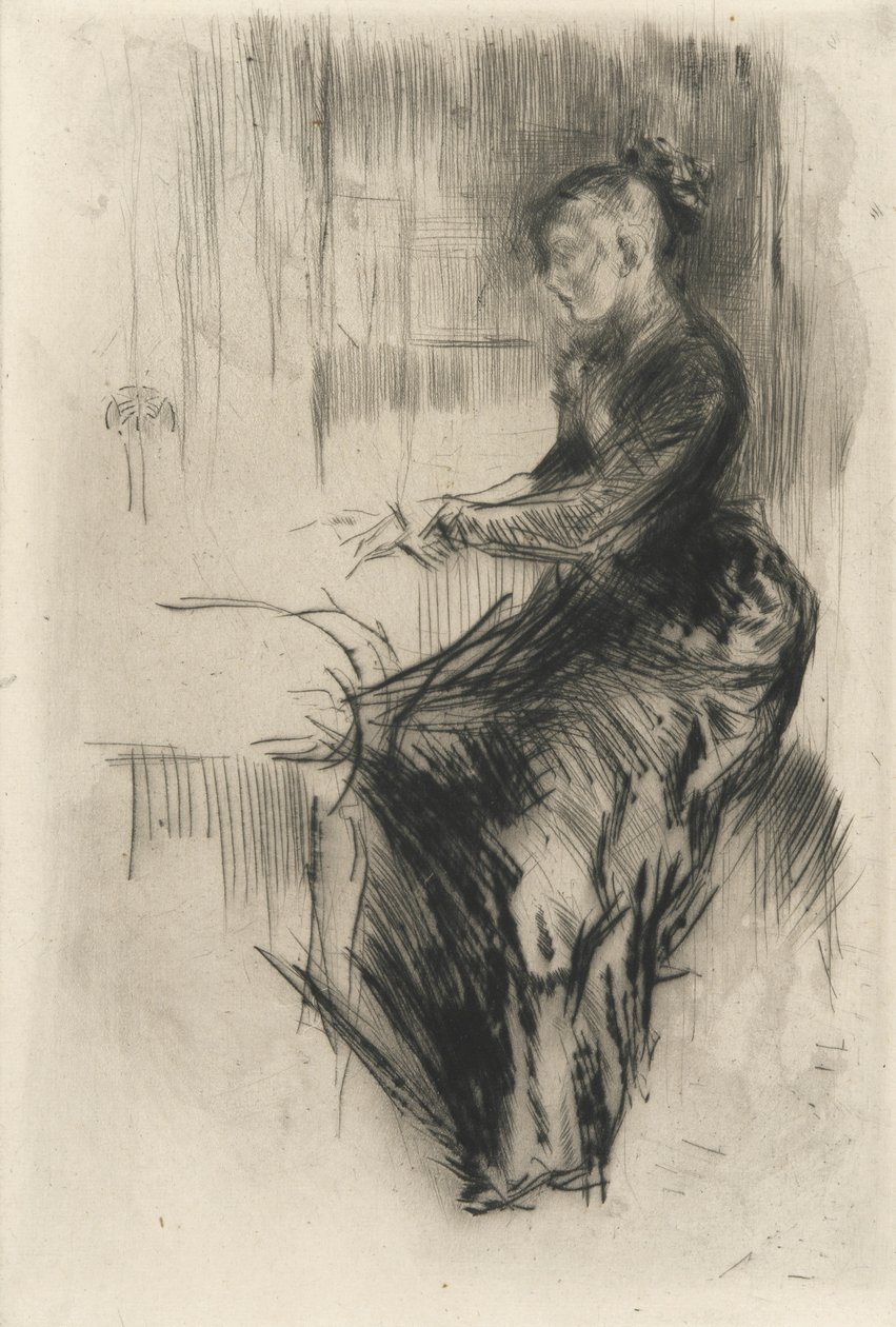 The Piano, c.1875 (suchá jehla na papíře) od James Abbott McNeill Whistler