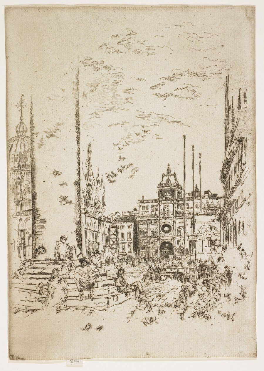 Piazetta, deska z Druhého benátského souboru aneb Dvacet šest leptů, 1879-1880 od James Abbott McNeill Whistler