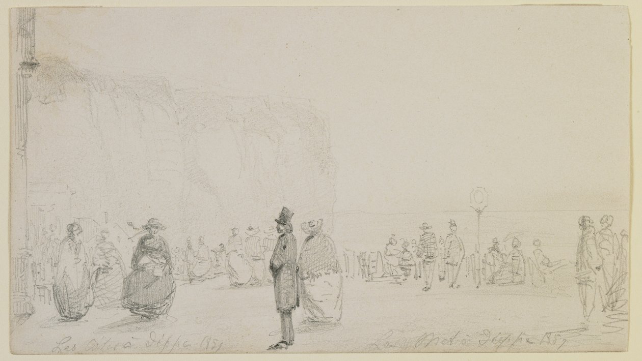 Pobřeží v Dieppe, 1857 (tužka na špinavě bílý tkaný papír) od James Abbott McNeill Whistler