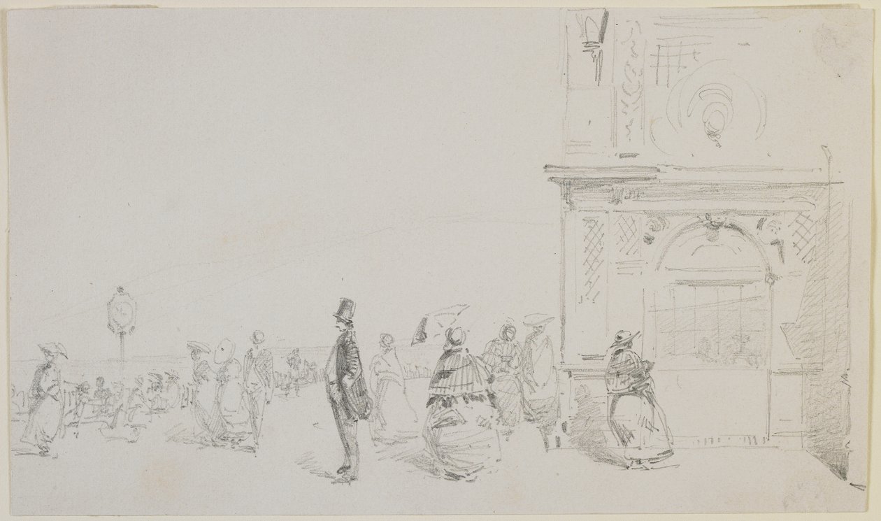 Esplanáda v Dieppe, 1857 (tužka na špinavě bílý tkaný papír) od James Abbott McNeill Whistler