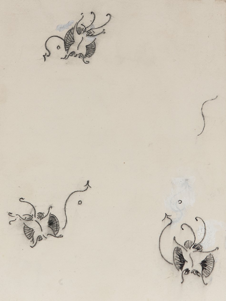 Three Whistler Butterflies, c.1890 (pastel a čínská bílá na litografickém přenosovém papíru) od James Abbott McNeill Whistler