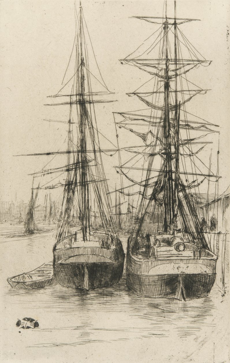 Dvě lodě, 1875 (lept na papíře) od James Abbott McNeill Whistler