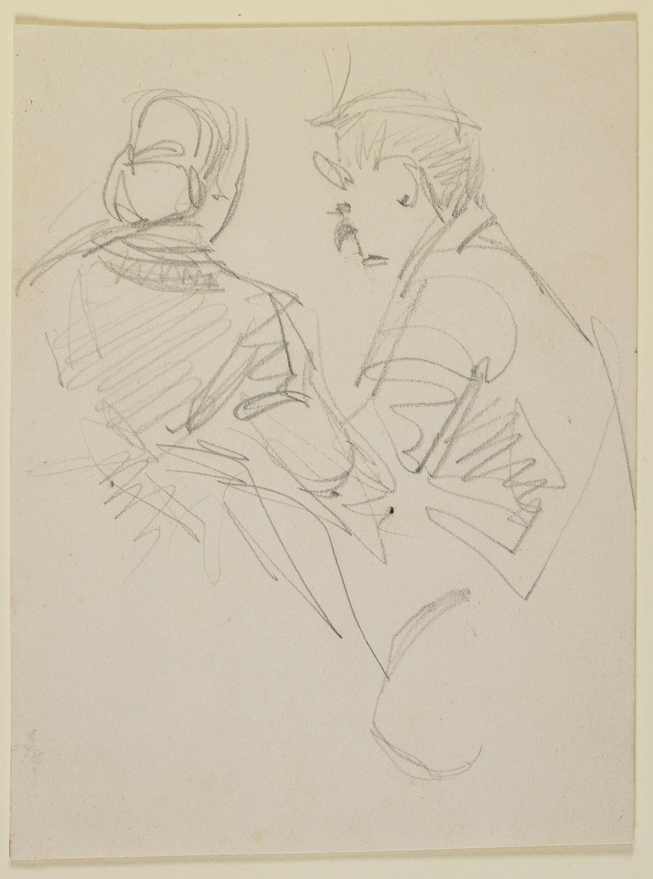 Dvě postavy, 1858 (tužka na béžovém tkaném papíru) od James Abbott McNeill Whistler