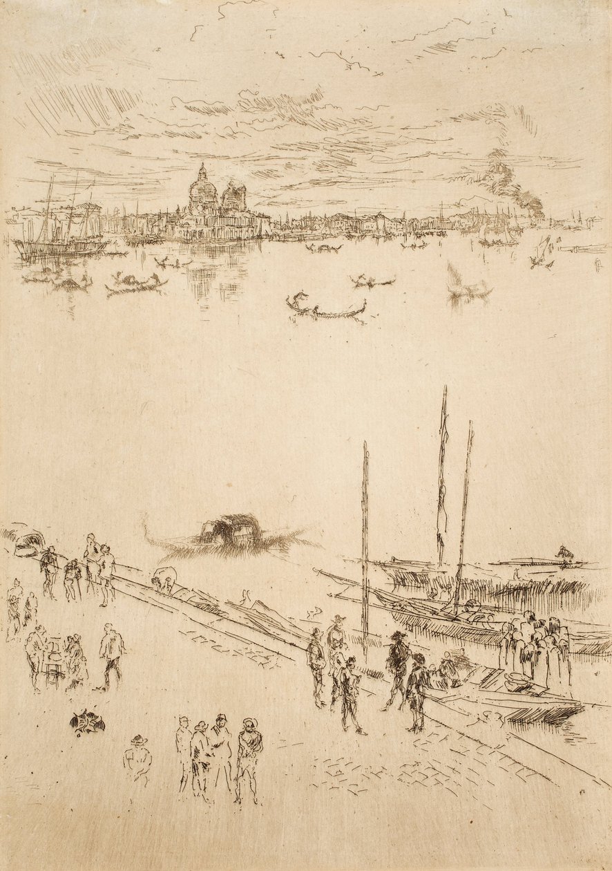 Vzpřímené Benátky, z Dvaceti šesti leptů, také známé jako Druhá benátská sada od James Abbott McNeill Whistler