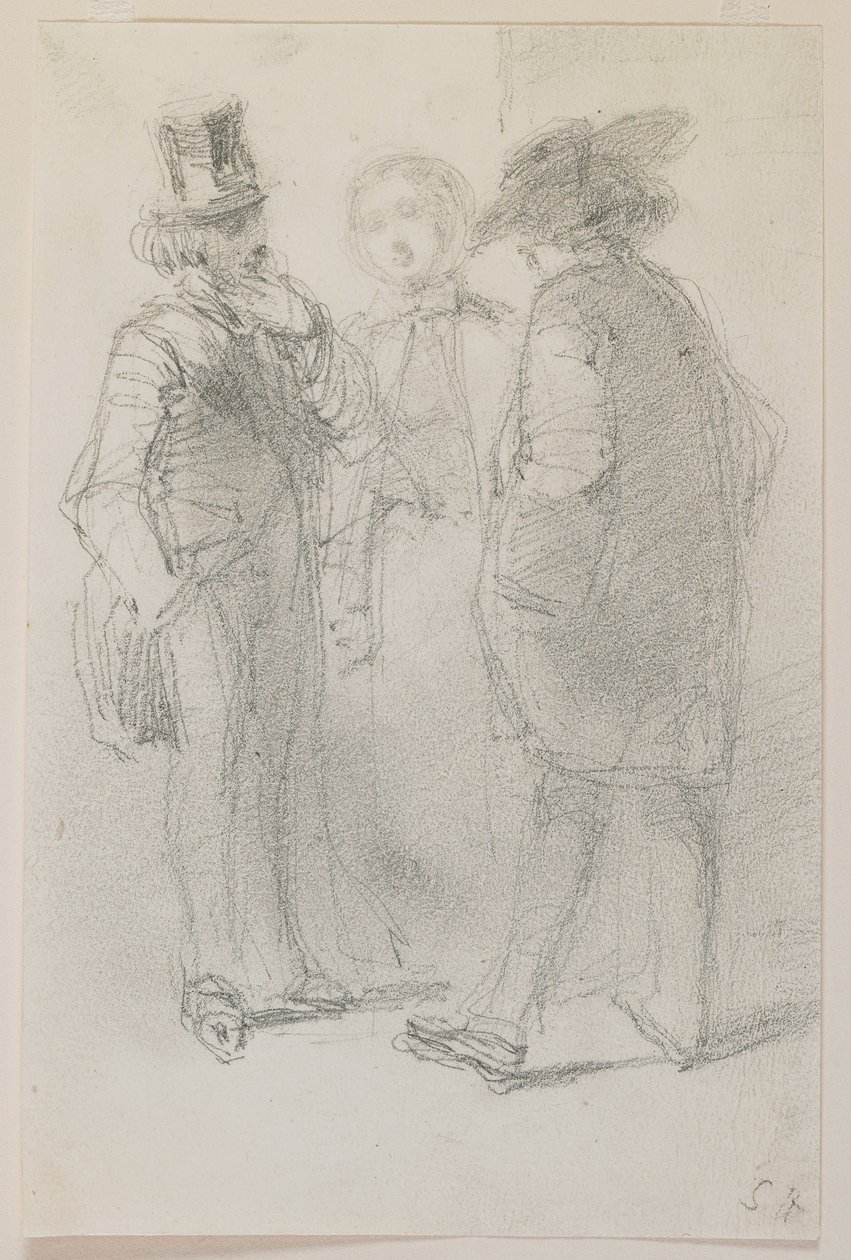 Whistler s přáteli, 1858 (tužka na bílém papíře) od James Abbott McNeill Whistler