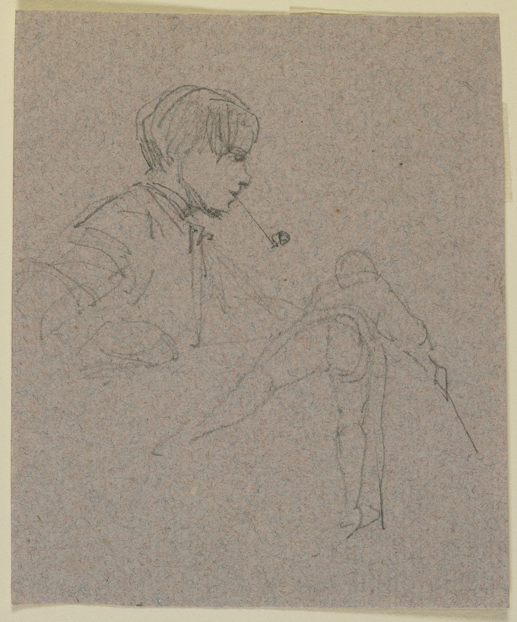 Mladý muž kouří dýmku, cca 1855-59 (tužka na lesklém papíře) od James Abbott McNeill Whistler
