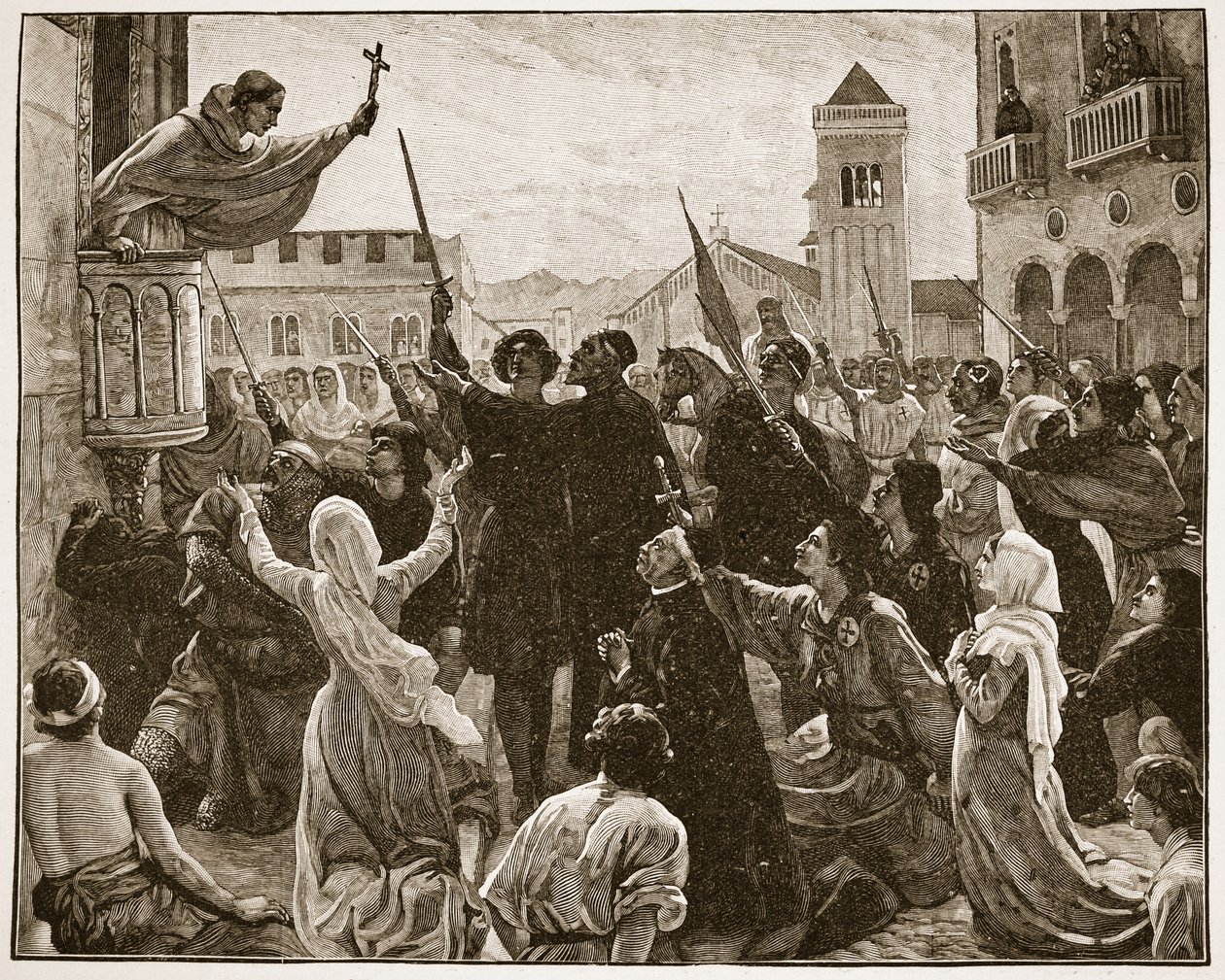Svatý Bernard káže druhou křížovou výpravu, ilustrace z 