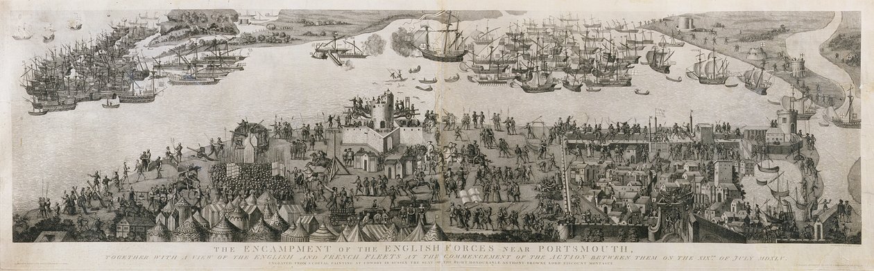 Tábor anglických vojsk u Portsmouthu během bitvy u Solentu, 1778 od James Basire