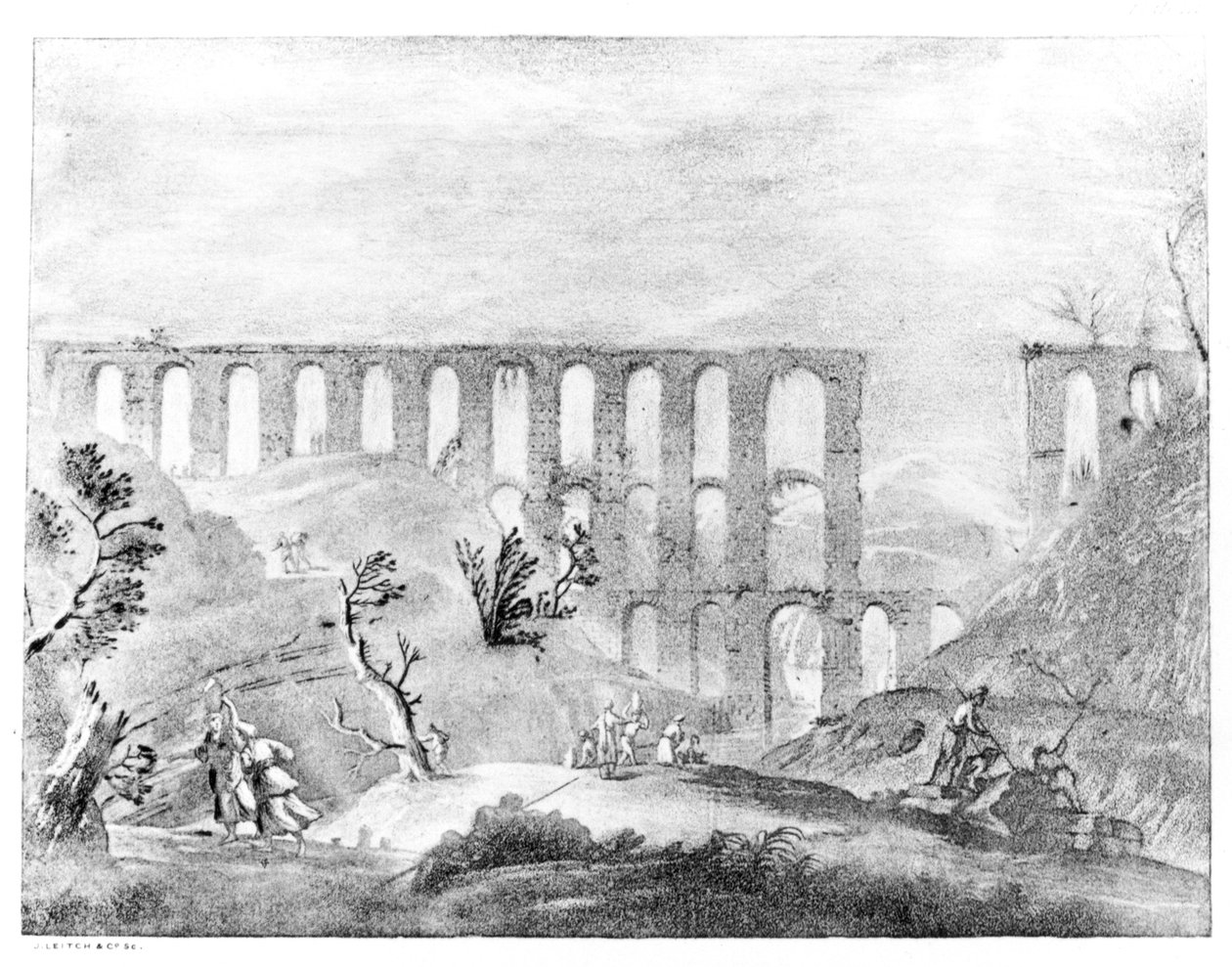 Akvadukt v Cherchell v Alžírsku, z „Cesty po stopách Bruce“, 1877 od James Bruce