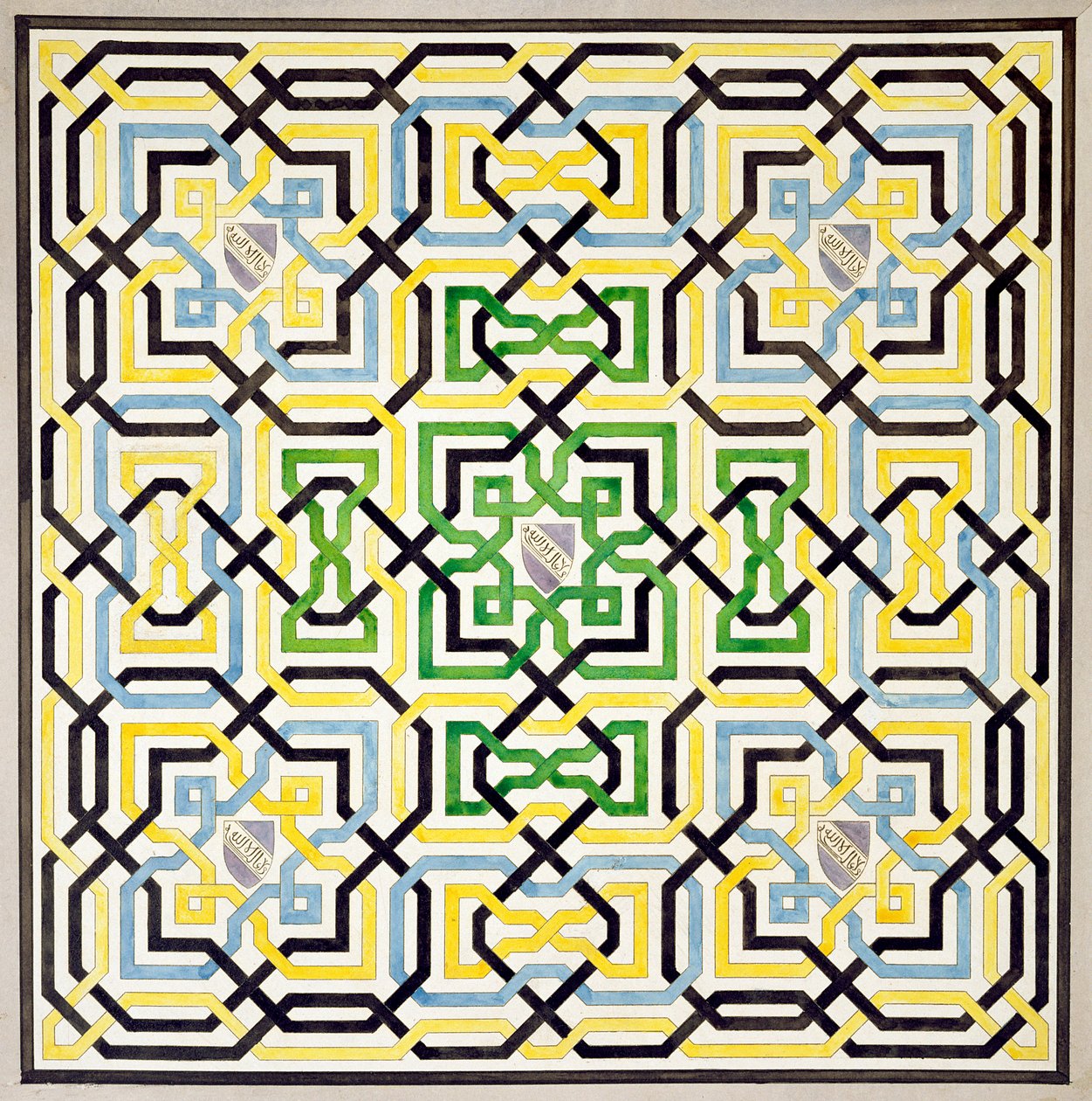 Mozaikový design z Alhambry, z „Arabských starožitností Španělska“, publikovaný v roce 1815 od James Cavanagh Murphy