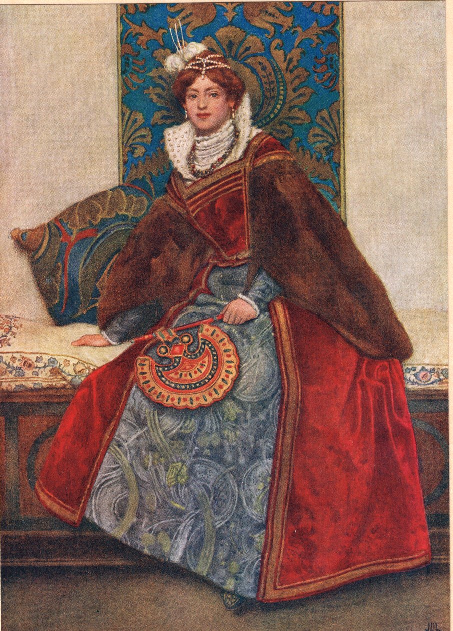 Portia, ilustrace z „Kupce benátského“, kolem roku 1910 od James Dromgole Linton