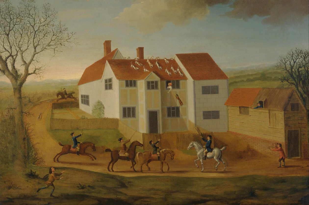 John Sidey a jeho ohaři na statku poblíž Hadleigh, Suffolk od James Dunthorne