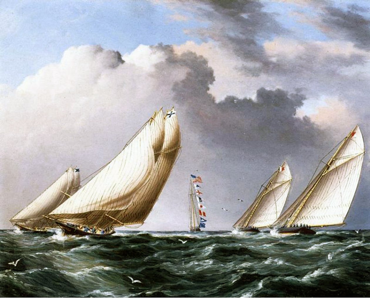 Závodní americké jachty, cca 1875 od James E. Buttersworth
