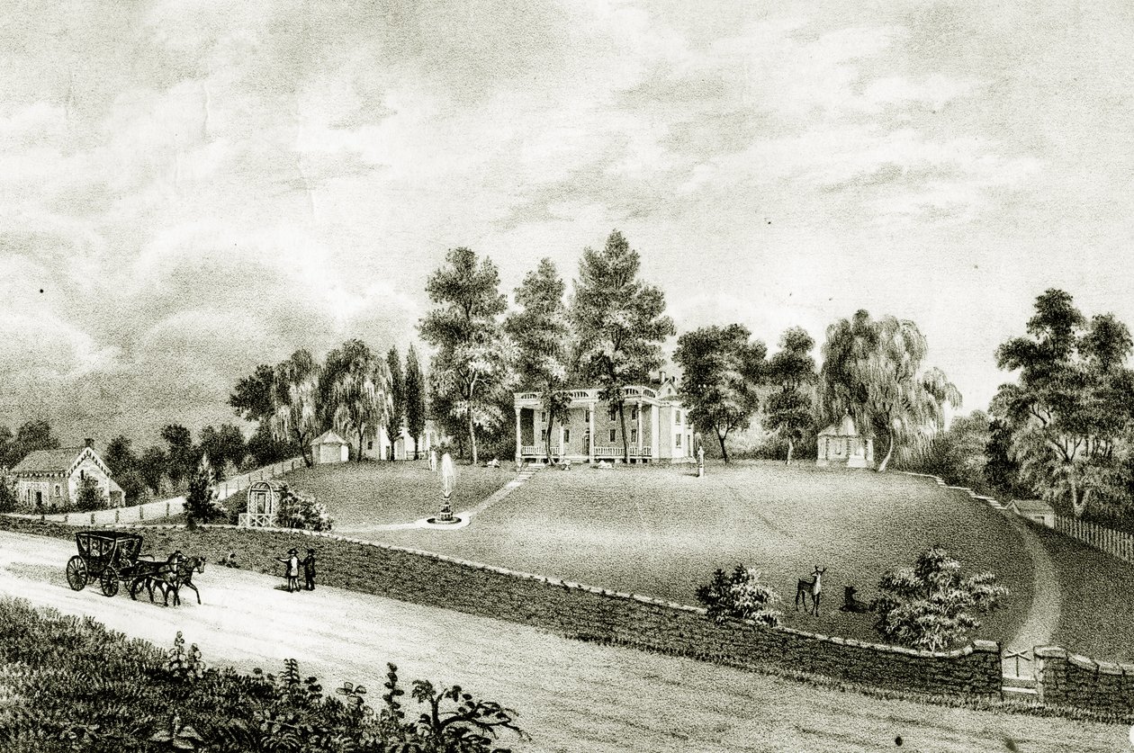 Fountain Park, Falls of Schuylkill, Philadelphia, kolem roku 1845 od James Fuller Queen