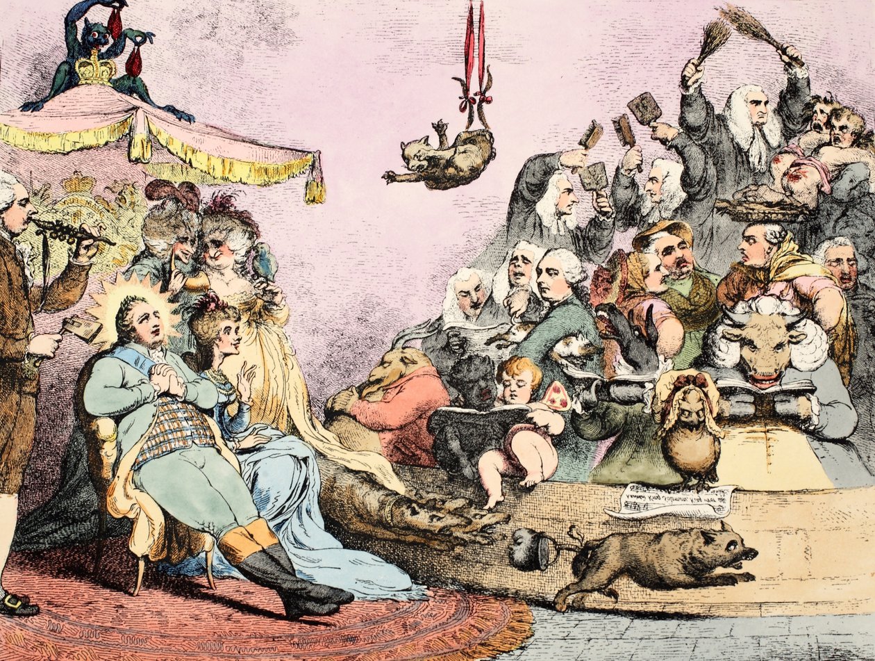 Antická hudba, vyd. 1787 (ručně kolorovaný lept) od James Gillray
