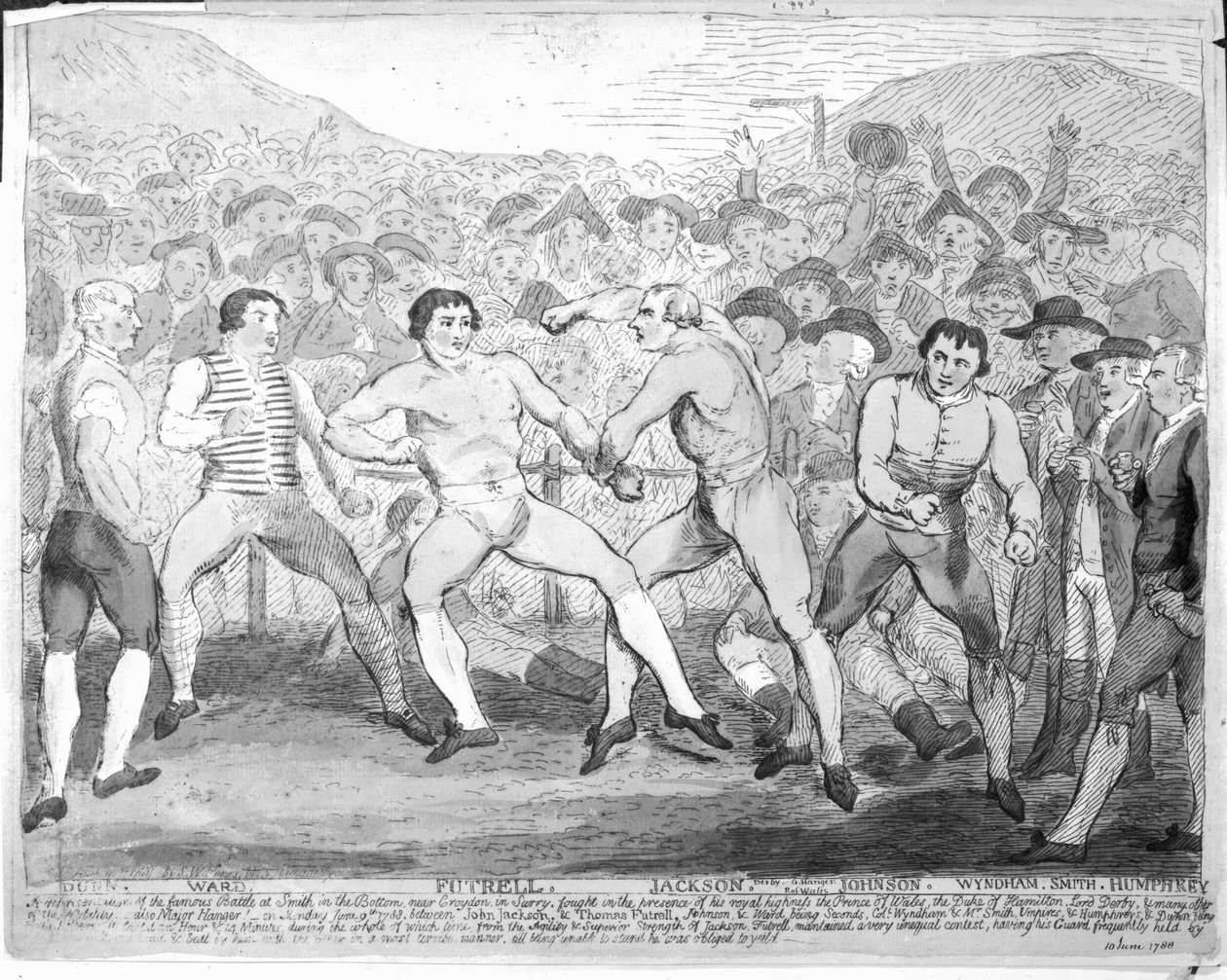 Boxerský zápas mezi Thomasem Futrellem a Johnem Jacksonem, 9. června 1788 od James Gillray
