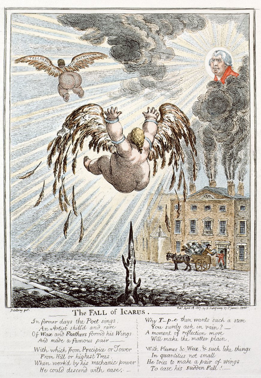 Pád Ikara od James Gillray