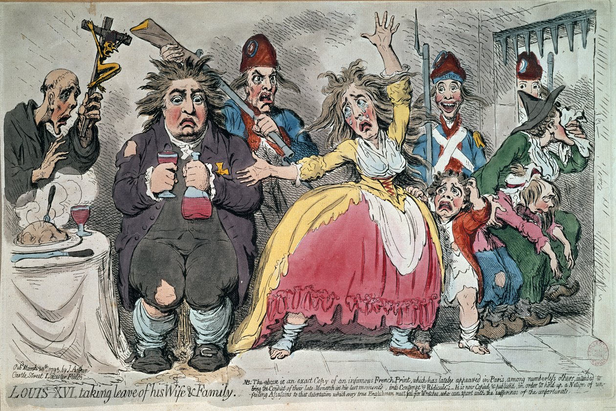 Ludvík XVI. (1754-93) Rozloučení se s manželkou a rodinou, 1793 od James Gillray