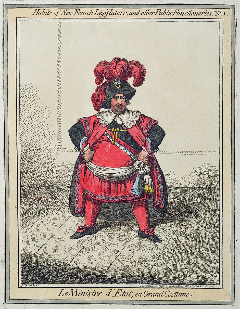 Maniac Ravings neboli Little Boney v silném střihu, 1805 (ručně kolorovaný lept) od James Gillray
