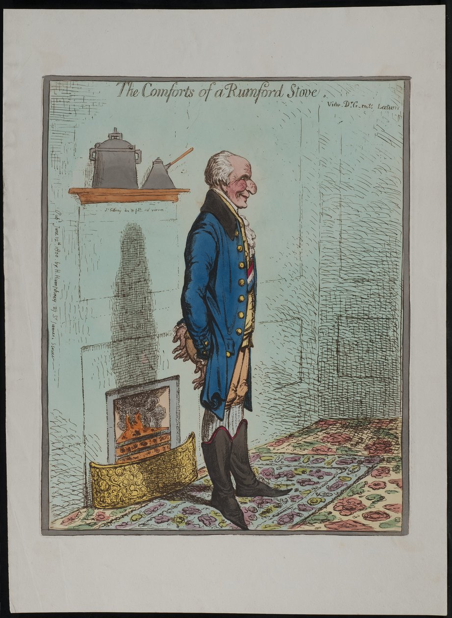 The Comforts of a Rumford sporák, 1800 od James Gillray