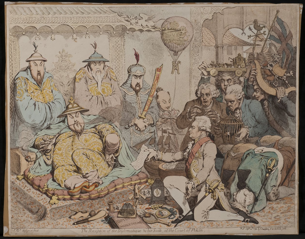 Recepce diplomata a jeho apartmá, u Pekinského dvora, 1792 od James Gillray