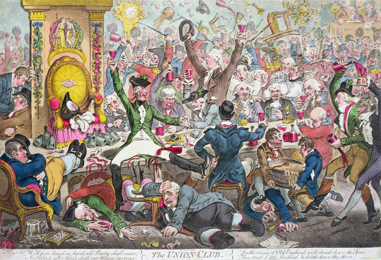The Union Club, 1801 (barevná rytina) od James Gillray