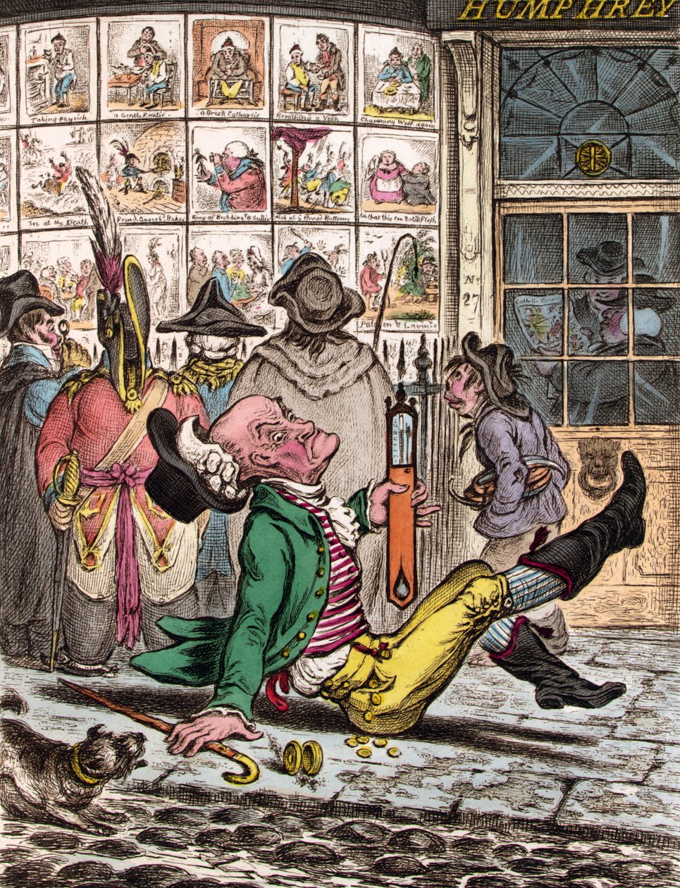 Velmi kluzké počasí, 1808 od James Gillray