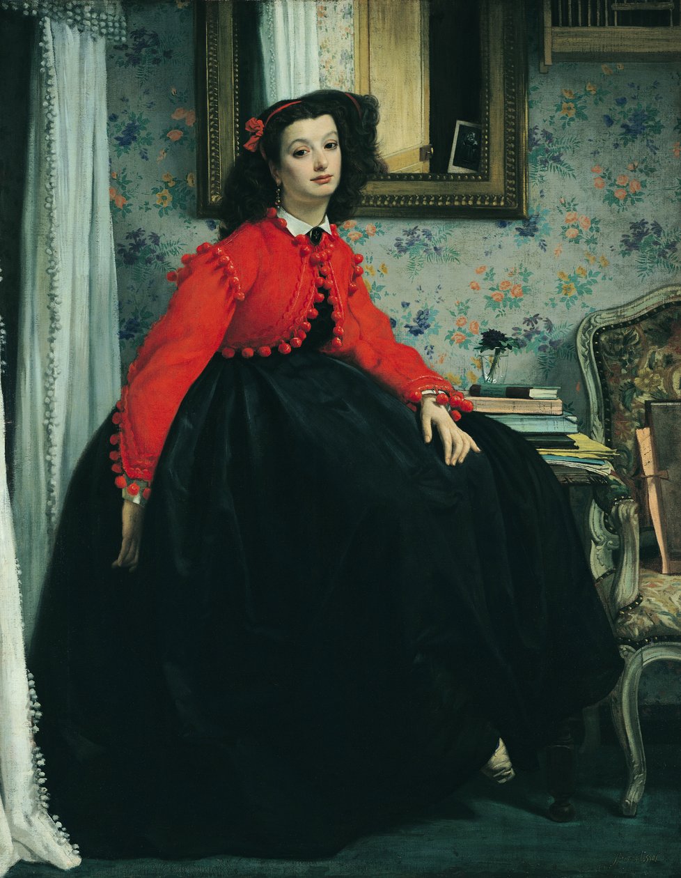 Portrét Mlle. L.L. (Mladá dáma v červeném saku) 1864 od James Jacques Joseph Tissot