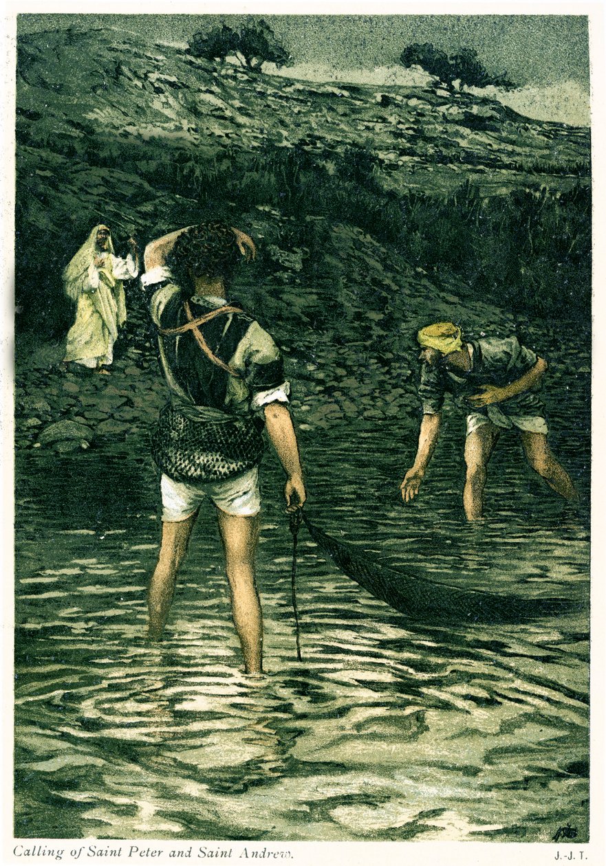Povolání svatého Petra a svatého Ondřeje - Bible od James Jacques Joseph after Tissot