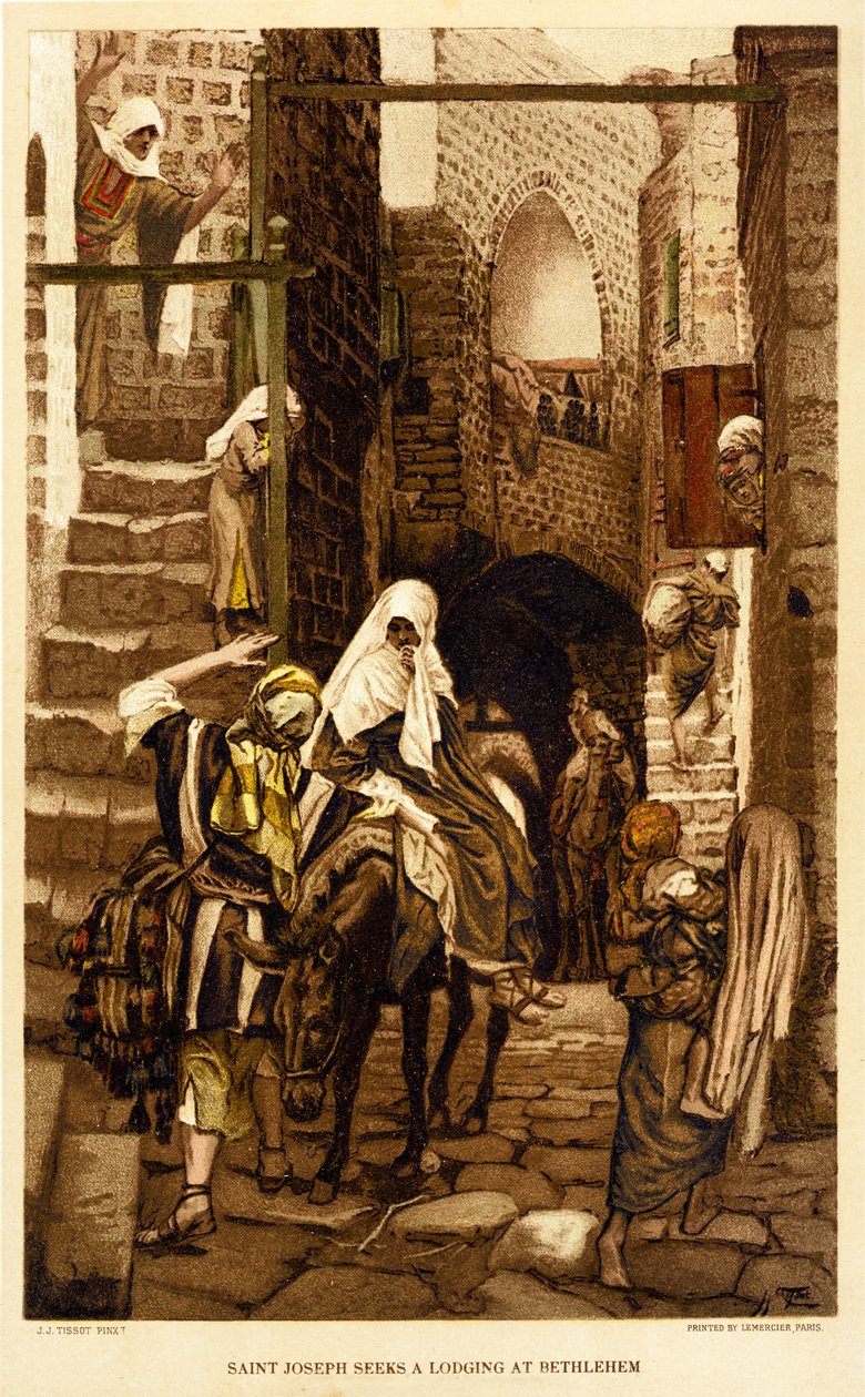 Josef hledá nocleh v Betlémě - Bible od James Jacques Joseph after Tissot