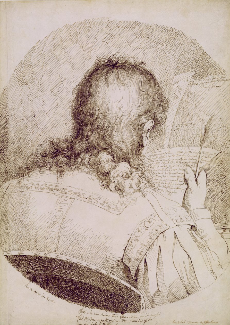 Autoportrét, cca 1771-75 (pero a hnědý inkoust na tkaném papíře) od James Jefferys