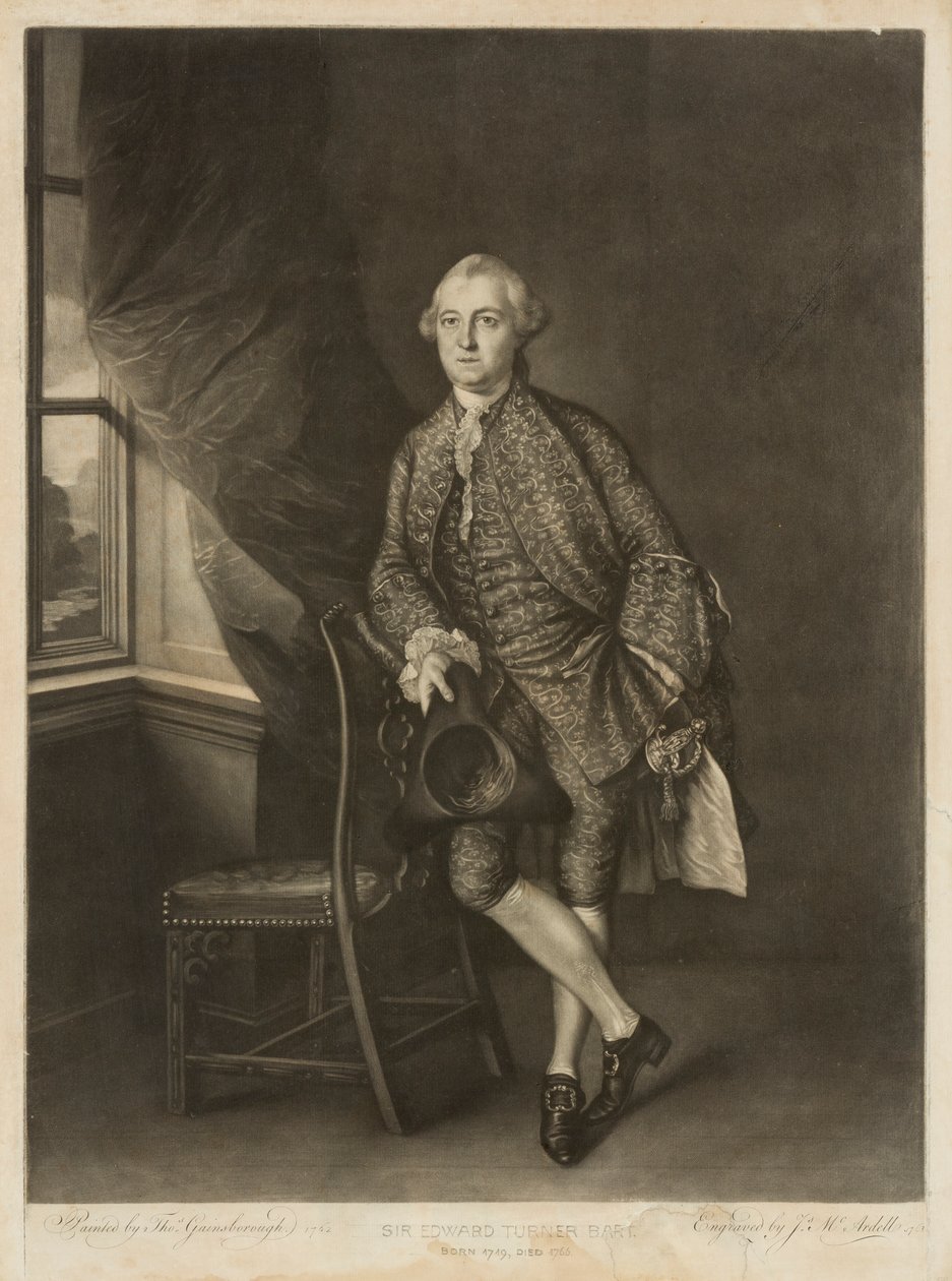 Portrét sira Edwarda Turnera, kolem 1762-63 (mezzotinta) od James McArdell