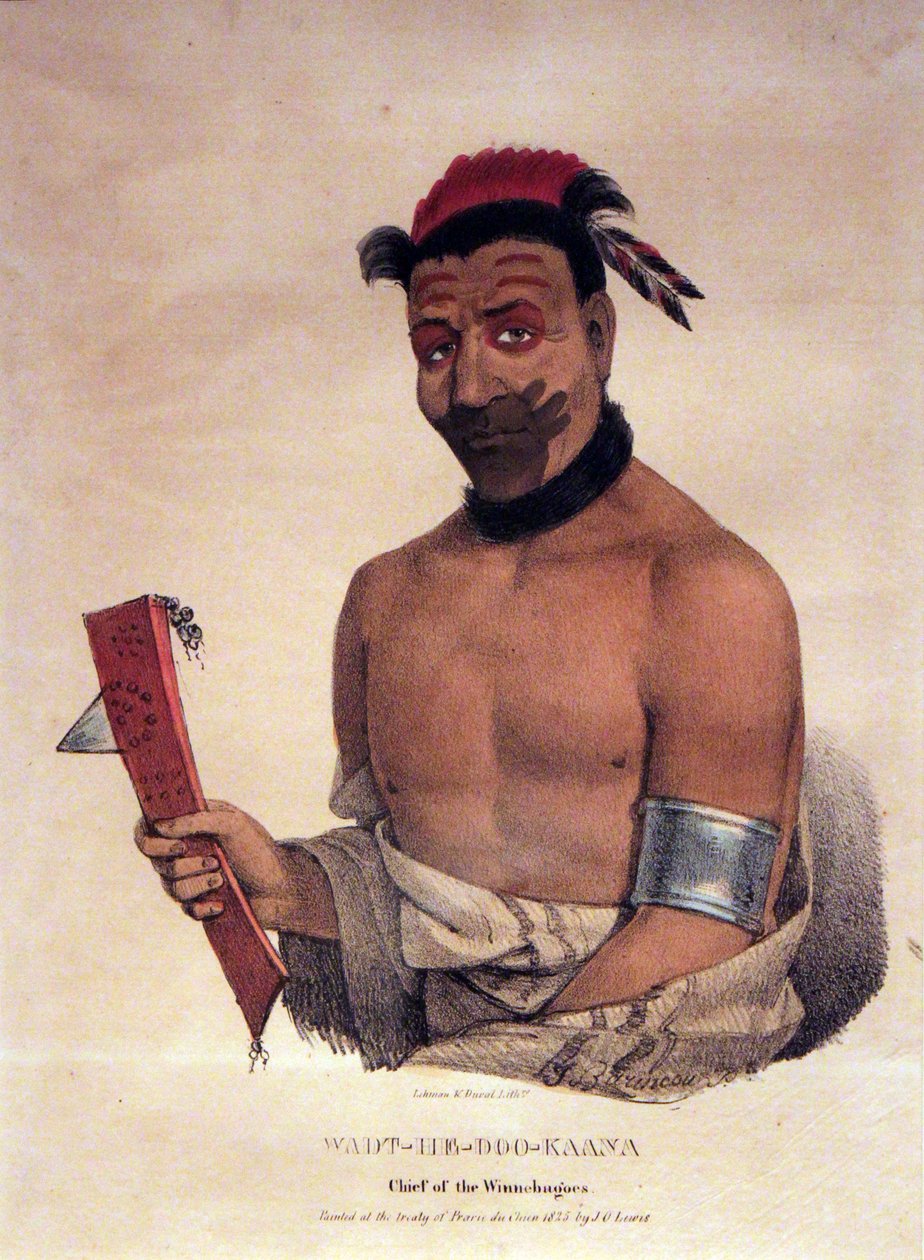Wadt-He-Doo-Kaana, Winnebago Chief, 1825 od James Otto Lewis