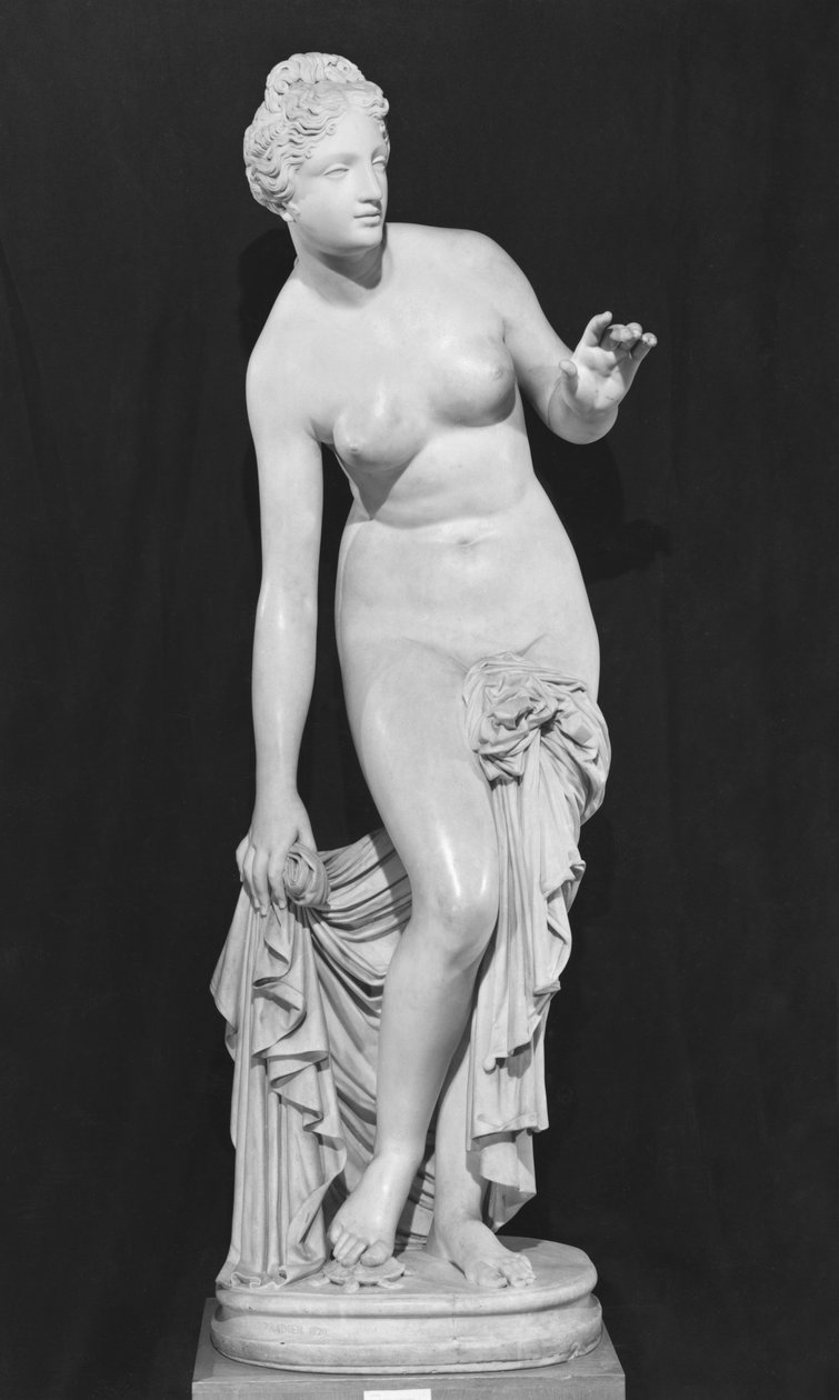 Venuše, známá také jako Venuše překvapená ve své koupeli, 1829 (mramor) od James Pradier
