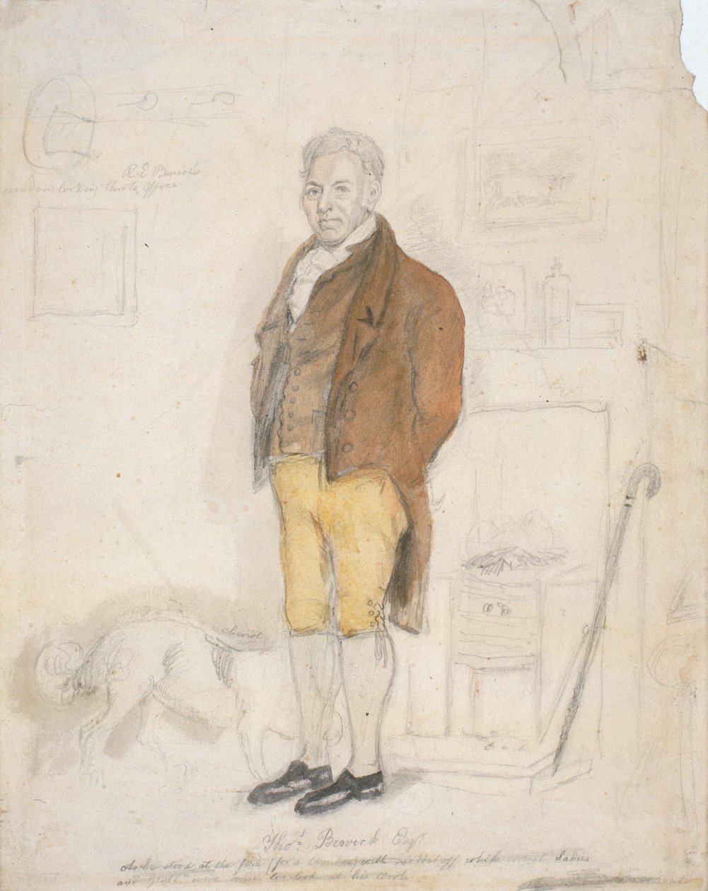 Portrét Thomase Bewicka Esq., 1816 (tužka a čb na papíře) od James Ramsay