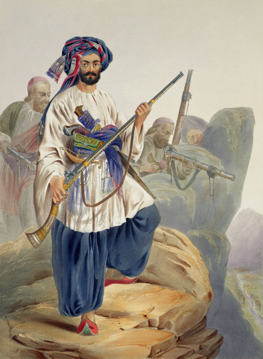Ko-i-Staun Foot Soldiery in Summer Costume, Actively Employed Between the Rocks, deska 12 z 