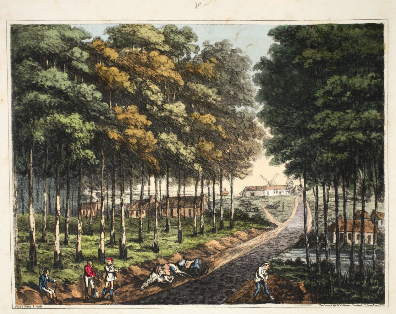 Sukně Forest of Soigne s dalekým výhledem na vesnici Mont St Jean od James Rouse