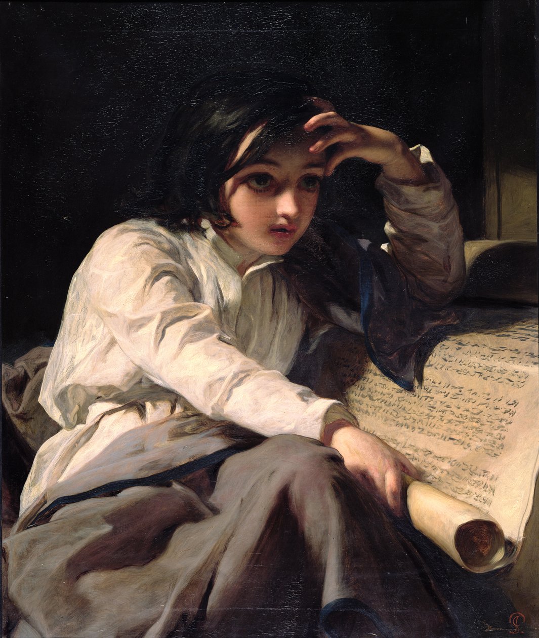 The Infant Timothy Unfolding the Scriptures, c.1853 od James Sant
