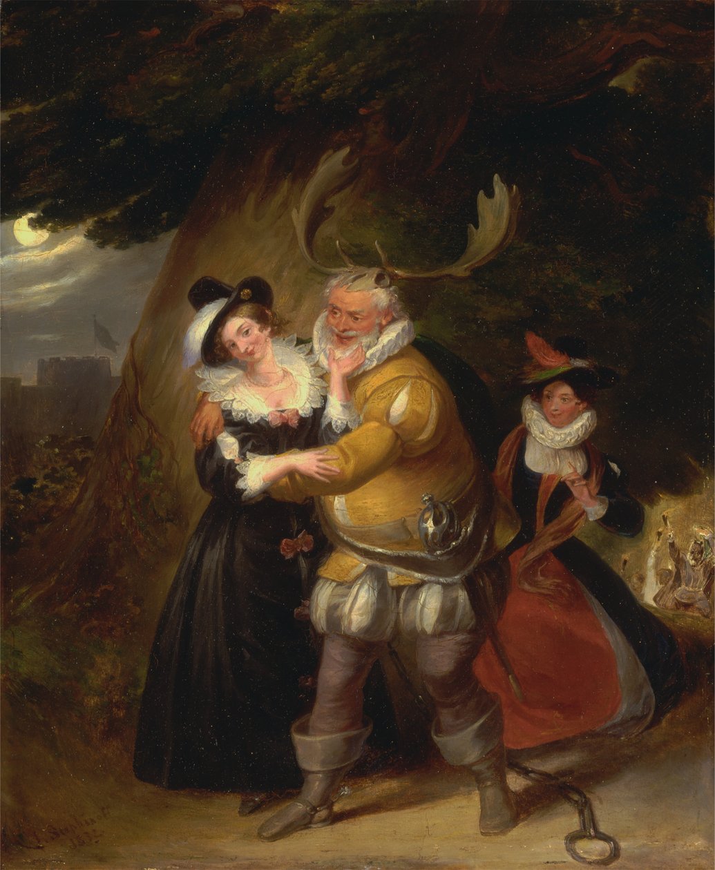 Falstaff at Hernes Oak, od The Merry Wives of Windsor, Act V, Scene v od James Stephanoff