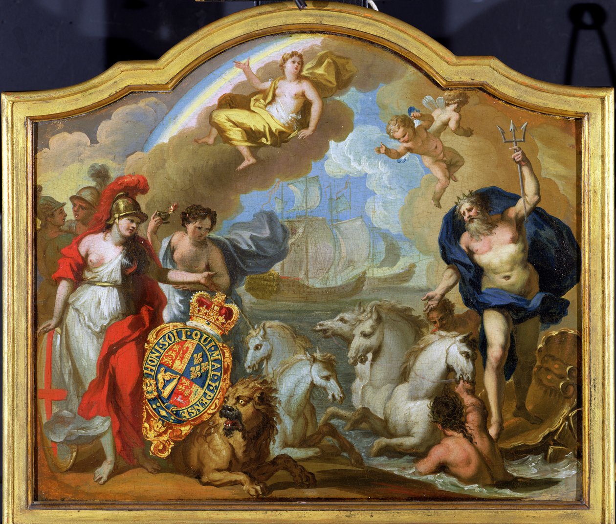 Alegorie moci Velké Británie po moři, návrh dekorativního panelu pro slavnostní kočár Jiřího I., kolem roku 1720 od James Thornhill