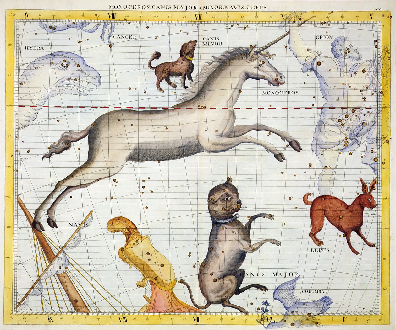 Constellation of Monoceros with Canis Major and Minor, deska 13 z 