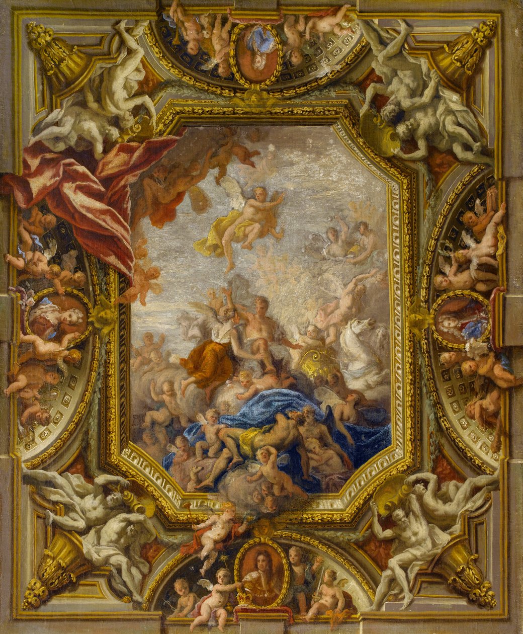 Skica Design pro strop královniny státní ložnice v paláci Hampton Court, 1715 od James Thornhill