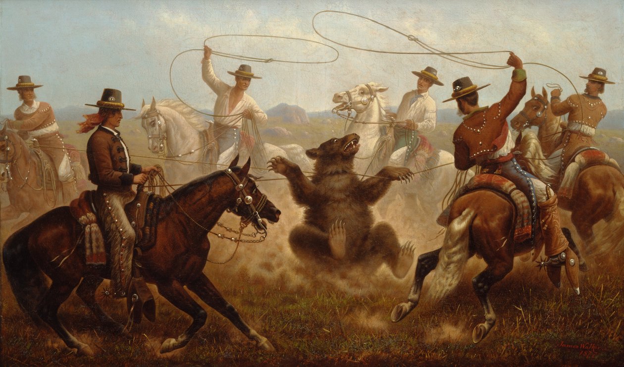 Cowboys Roping a Bear od James Walker