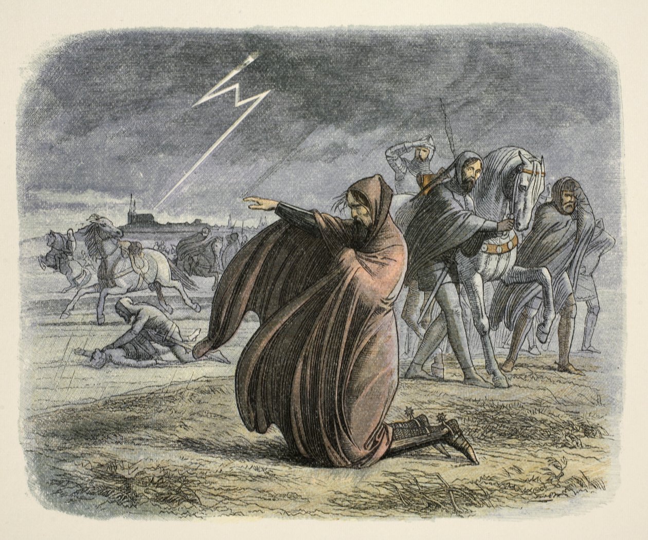 Eduard III. slibuje, že uzavře mír, z knihy Kronika Anglie 55 př. n. l. až 1485 n. l., vyd. Londýn, 1863 od James William Edmund Doyle