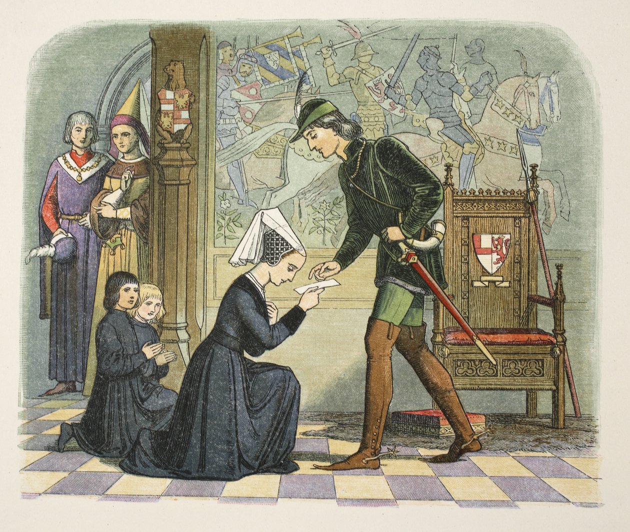 Edward IV a lady Elizabeth Greyová, 1. května 1464, od A Chronicle of England BC 55 do AD 1485, pub. Londýn, 1863 od James William Edmund Doyle