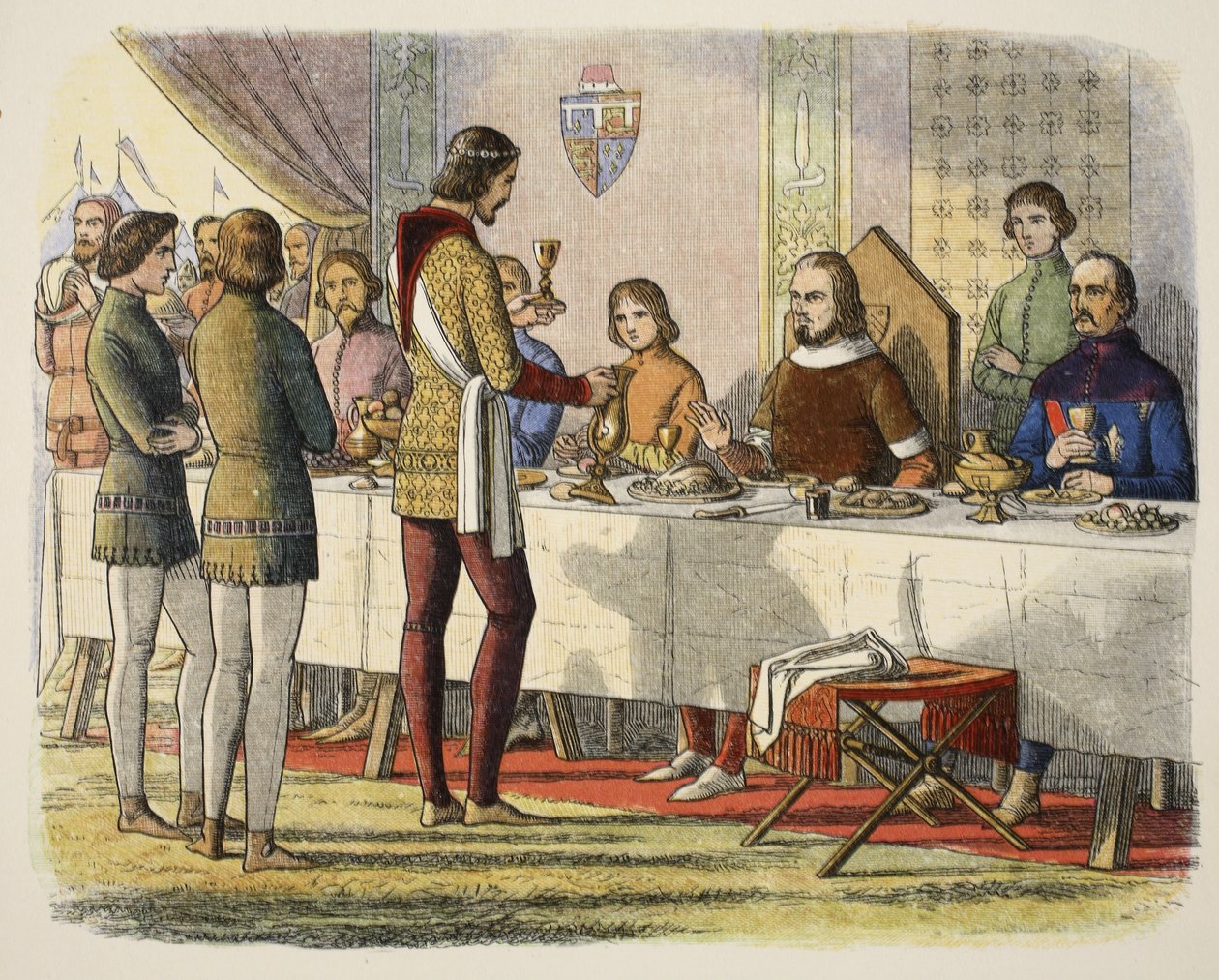 Princ Eduard obsluhuje Jana z Artois u stolu poté, co ho porazil u Poitiers, z Kroniky Anglie z let 55 př. n. l. až 1485 n. l., vyd. Londýn, 1863 od James William Edmund Doyle