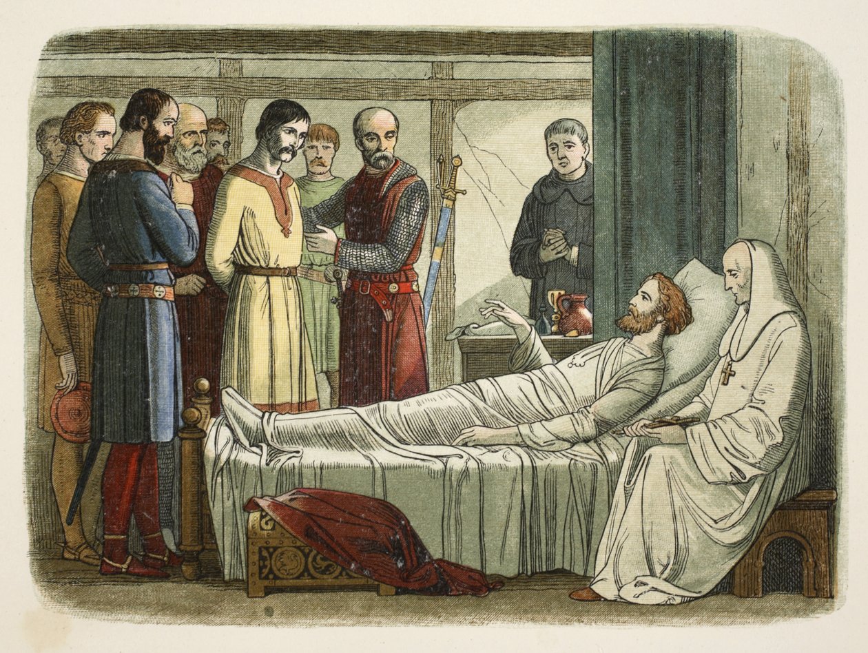 Richard omilostnil lučištníka, který ho zastřelil, z knihy Kronika Anglie 55 př. n. l. až 1485 n. l., vyd. Londýn, 1863 od James William Edmund Doyle